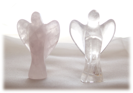 水晶 天使 彫刻 クリスタル ローズクォーツ